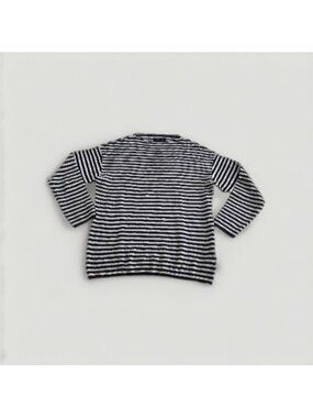 AllSaints Cotton Sweater Men S Black White Stripe LS Crewneck Grunge Preppy Edgy